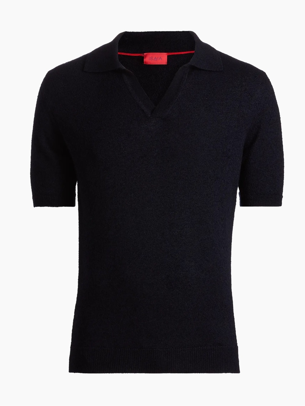 Isaia Cashmere and Silk Johnny-Collar Polo Sweater in Dark Blue